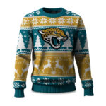 2025 Christmas Jaguars Reindeer Football Ugly Sweater 1 2025 Christmas Jaguars Reindeer Football Ugly Sweater