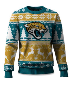 2025 Christmas Jaguars Reindeer Football Ugly Sweater
