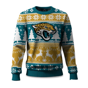 2025 Christmas Jaguars Reindeer Football Ugly Sweater