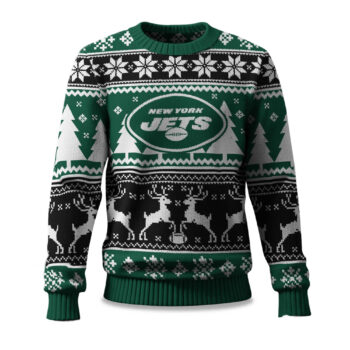 2025 Christmas Jets Reindeer Football Ugly Sweater