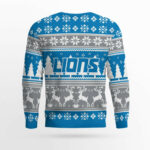 2025 Christmas Lions Reindeer Football Ugly Sweater