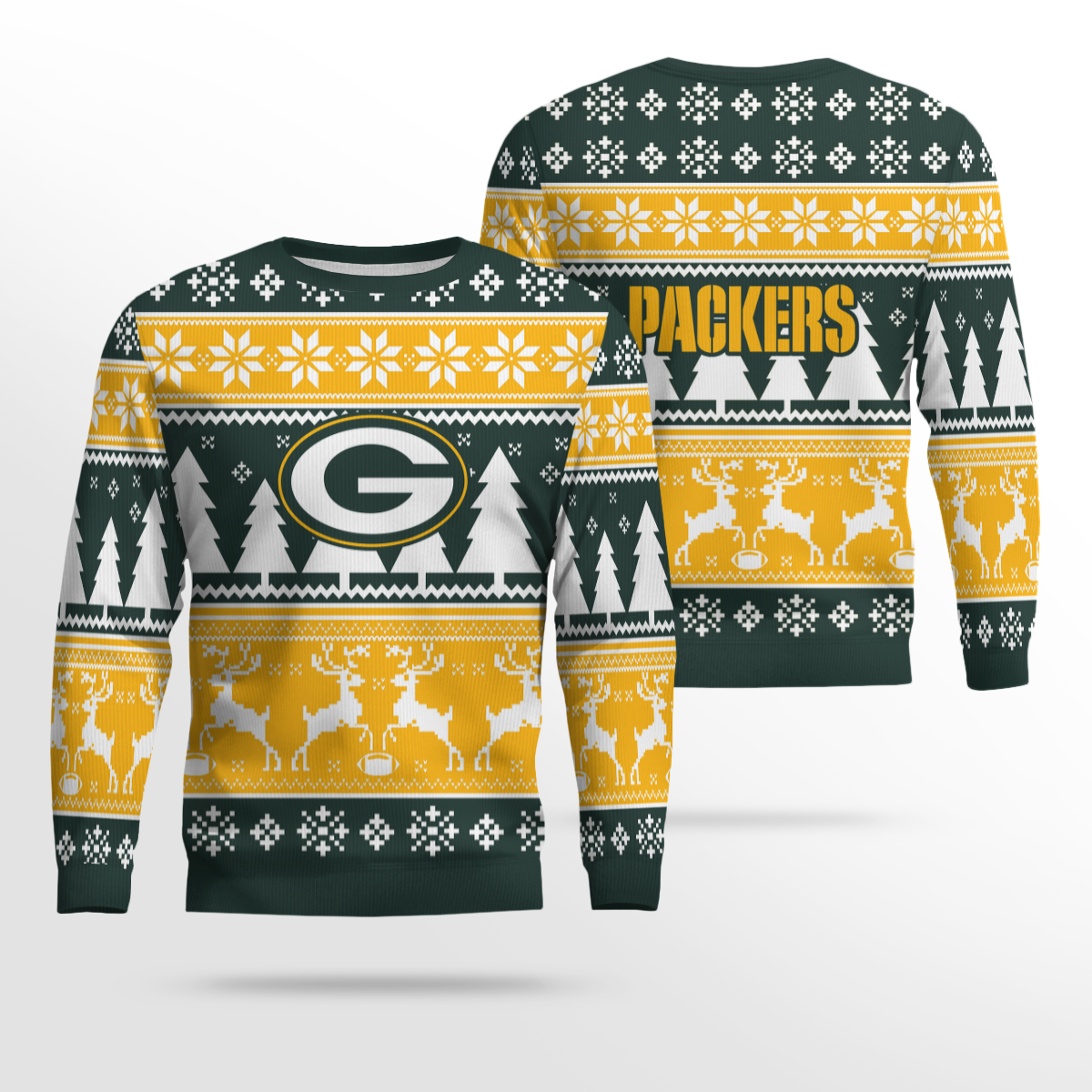 2025 Christmas Packers Reindeer Football Ugly Sweater 2025 Christmas Packers Reindeer Football Ugly Sweater