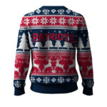 2025 Christmas Patriots Reindeer Football Ugly Sweater