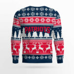 2025 Christmas Patriots Reindeer Football Ugly Sweater