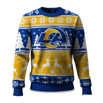 2025 Christmas Rams Reindeer Football Ugly Sweater
