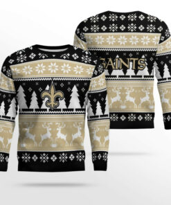 2025 Christmas Saints Reindeer Football Ugly Sweater