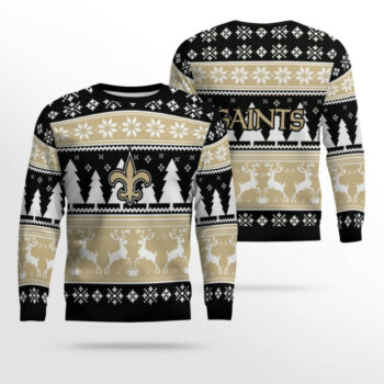 2025 Christmas Saints Reindeer Football Ugly Sweater