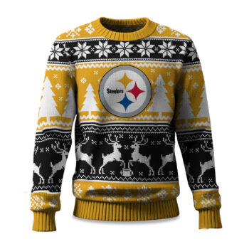2025 Christmas Steelers Reindeer Football Ugly Sweater