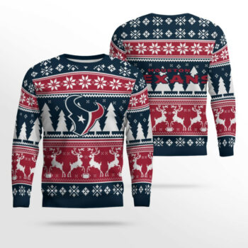 2025 Christmas Texans Reindeer Football Ugly Sweater