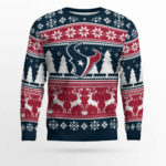 2025 Christmas Texans Reindeer Football Ugly Sweater