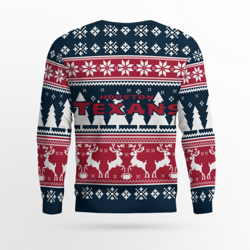 2025 Christmas Texans Reindeer Football Ugly Sweater 2025 Christmas Texans Reindeer Football Ugly Sweater