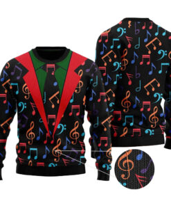 2025 Colorful Music Notes Ugly Christmas Sweater