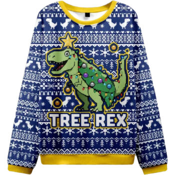 2025 Cute Tree Rex Christmas Ugly Sweater