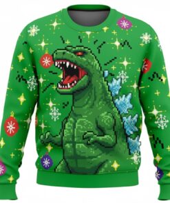 2025 Godzilla Tree Christmas Ugly Sweater Green