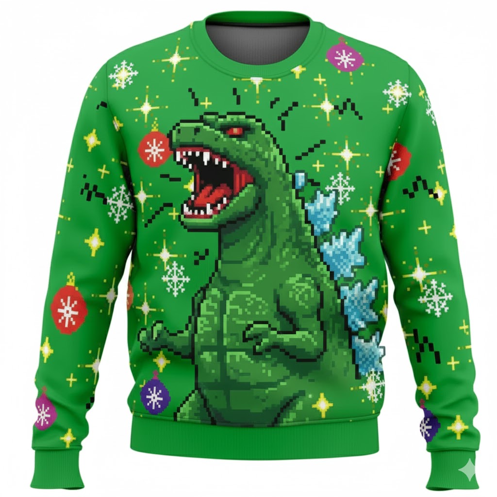 2025 Godzilla Tree Christmas Ugly Sweater Green 2025 Godzilla Tree Christmas Ugly Sweater Green