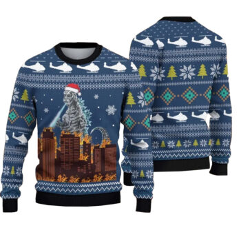 2025 Godzilla Ugly Christmas Sweater