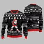 2025 Ho Ho Home Run Funny Baseball Ugly Sweater Christmas-Black