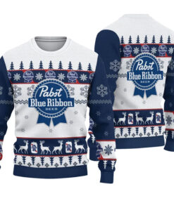 2025 Pabst Blue Ribbion Beer Ugly Christmas Sweater