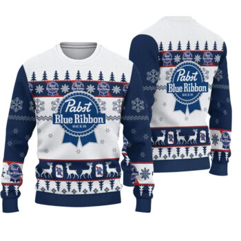 2025 Pabst Blue Ribbion Beer Ugly Christmas Sweater