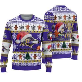2025 Ravens Santa They Not Like Us Ugly Christmas Sweater