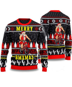 2025 Santa Cycling Merry Christmas Ugly Sweater