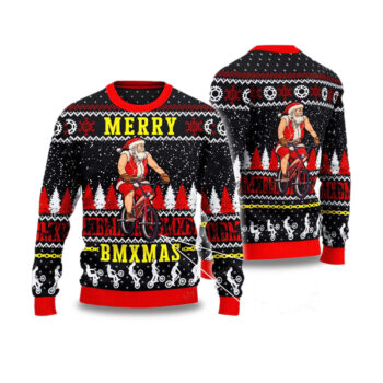 2025 Santa Cycling Merry Christmas Ugly Sweater