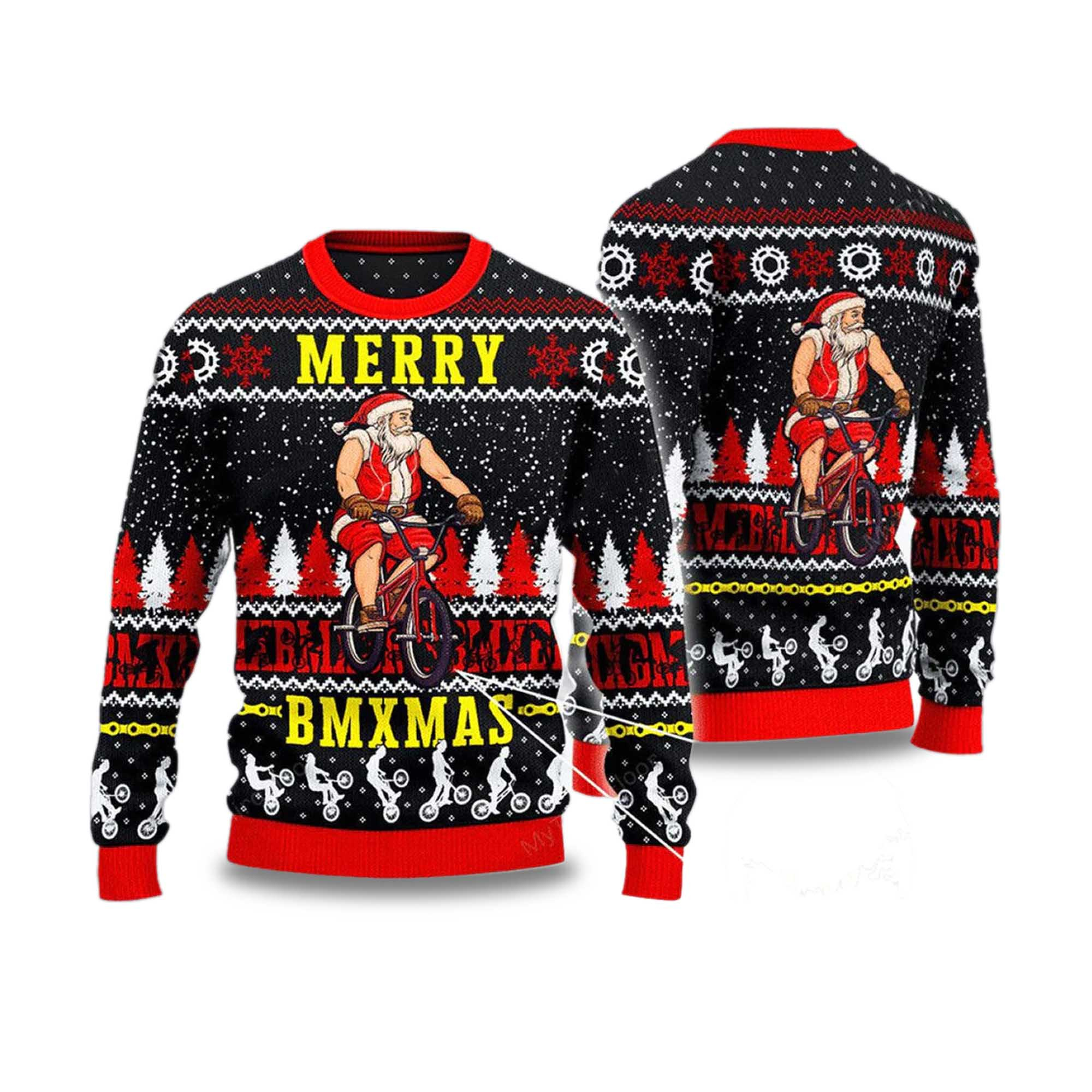 2025 Santa Cycling Merry Christmas Ugly Sweater 2025 Santa Cycling Merry Christmas Ugly Sweater