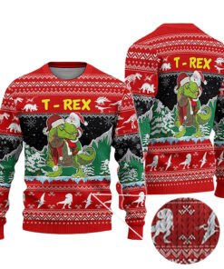 2025 Santa Riding Dinosaur Ugly Christmas Sweater