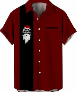 2025 Christmas Hawaiian Shirt Tropical Santa Hat Button Down for Vacation