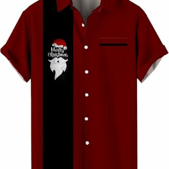2025 Christmas Hawaiian Shirt Tropical Santa Hat Button Down for Vacation