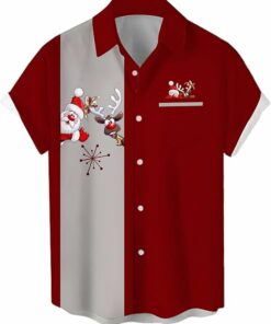 2025 Christmas Santa and Reindeer Holiday Hawaiian Shirt