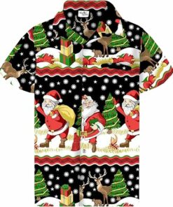 2025 Christmas Retro Santa and Reindeer Hawaiian Shirt