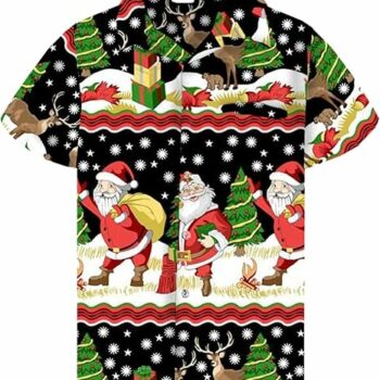 2025 Christmas Retro Santa and Reindeer Hawaiian Shirt