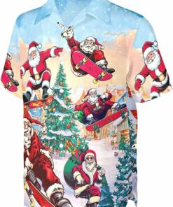 2025 Christmas Santa Claus Skateboarding Holiday Hawaiian Shirt