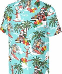 2025 Christmas Tropical Surfing Santa Holiday Hawaiian Shirt