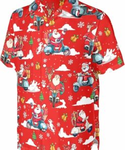 2025 Christmas Jolly Santa on Motorcycle Hawaiian Shirt
