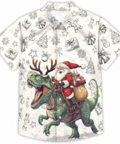 2025 Christmas Santa Claus Riding Dinosaur Hawaiian Shirt