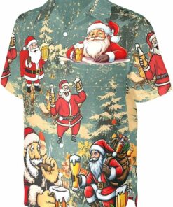 2025 Christmas Santa Drinking Beer Holiday Hawaiian Shirt