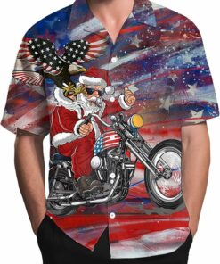 2025 Christmas Playful Santa on Motorcycle Hawaiian Shirt