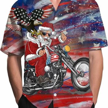 2025 Christmas Playful Santa on Motorcycle Hawaiian Shirt