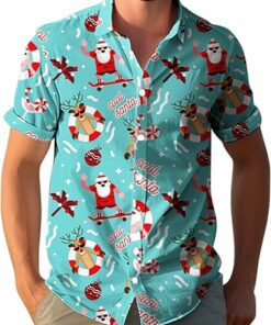2025 Christmas Jolly Santa with Reindeer Hawaiian Shirt