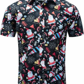 2025 Santa Hawaiian Christmas Shirt - Holiday Button Down for Vacation