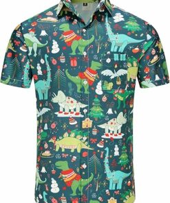 2025 Christmas Dinosaur and Holiday Spirit Hawaiian Shirt