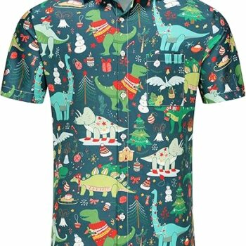 2025 Christmas Dinosaur and Holiday Spirit Hawaiian Shirt