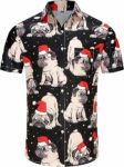 2025 Christmas Tropical Dog in Santa Hat Hawaiian Shirt