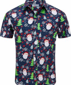 2025 Christmas Hawaiian Shirt – Santa Print Holiday Button Down