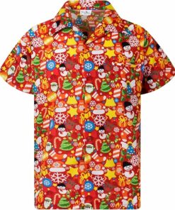 2025 Christmas Holiday Icons Hawaiian Shirt Red