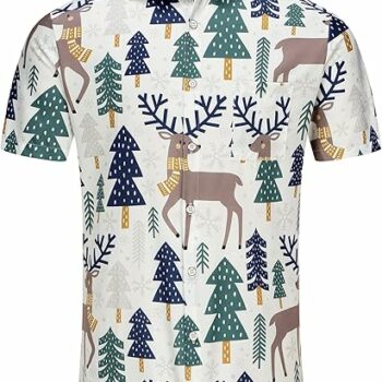 2025 Christmas Merry Reindeer in Pine Forest Hawaiian Shirt