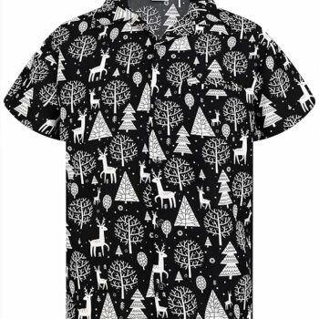 2025 Christmas Santa Tree and Reindeer Hawaiian Shirt