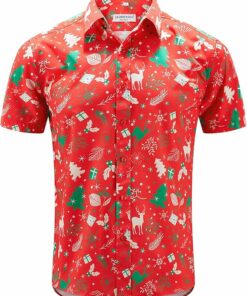 2025 Christmas Hawaiian Shirt Tropical Santa Holiday Button Down